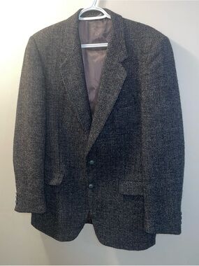 Vintage Heritage Classic Harris Tweed Blazer Herringbone 100% Wool Scotland